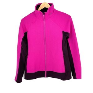 Under Armour Womens Size Large Pink Black‎ Full Zip Track Jacket  Pockets Heavy